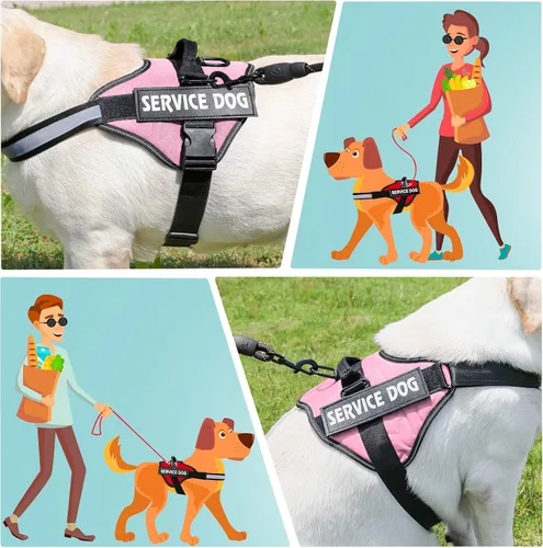 Vista 5 de MUMUPET - Arnés para perro guía, fácil de poner y quitar, arnés de chaleco para mascotas, reflectante 3M, transpirable y fácil de ajustar, con mango