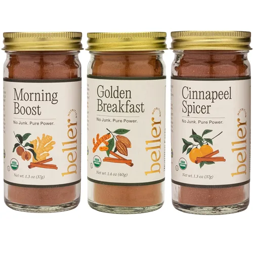 Vista 14 de Colección de Mezcla de Especias Orgánicas Beller Nutrition Pack de 10 Impulso Matinal, Super Sumac, Tex Mex, Vegitude, Cinnapeel, Todo Sabroso