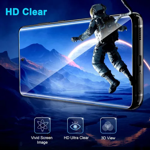 Vista 6 de Paquete de 3 protectores de pantalla para Galaxy S10, vidrio templado 9H, soporte ultrasónico de huellas dactilares, curvado en 3D, resistente a