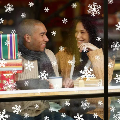 Vista 5 de LUDILO 240 Piezas Calcomanías de Ventana de Navidad Copos de Nieve con Purpurina Calcomanías de Ventana Pegatinas Estáticas de Ventana