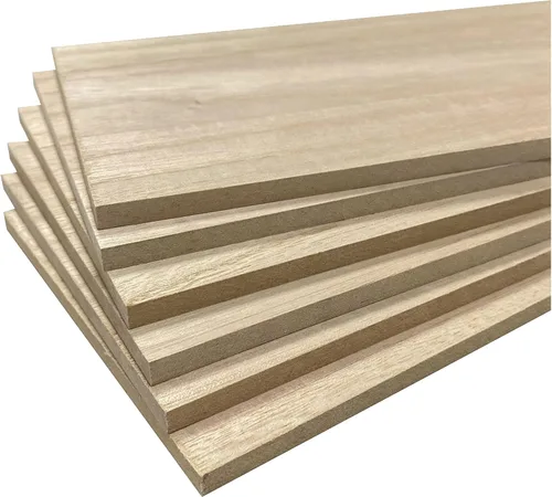 Vista 5 de Paquete de 6 tableros de madera de paulownia de doble cara de MDF chapada, núcleo de MDF, 0.252 in 1/4 pulgadas, hoja de aglomerado de 5 x 15