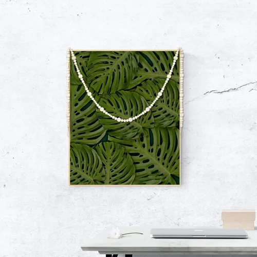 Vista 7 de Guirnaldas de cuentas de madera de Navidad de 7 pies, guirnalda redonda artesanal de cuentas de Navidad, decoración rústica para árbol de Navidad