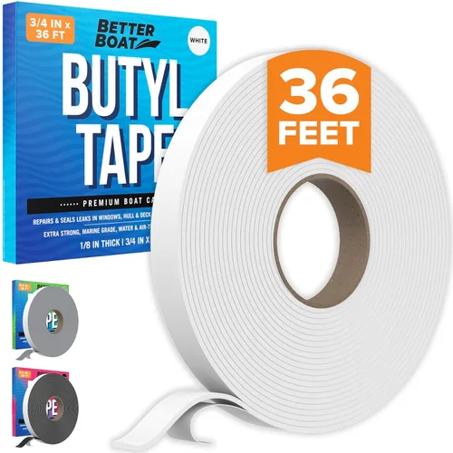 Vista 10 de Better Boat Cinta de butilo para techo y barco de caravana, cinta selladora de ventana de masilla negra de 36 pies, impermeable, resistente a