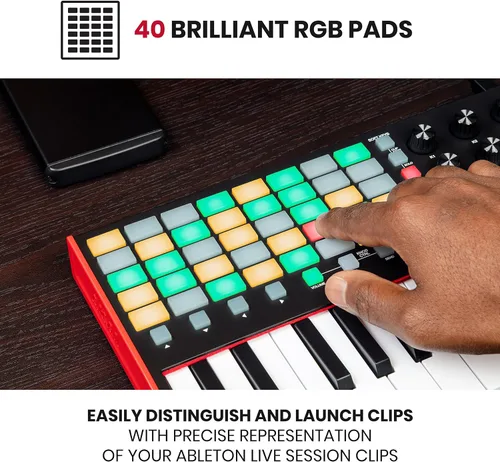 Vista 3 de Akai Professional APC Key 25 MK2 - Controlador de teclado USB MIDI de 25 teclas para lanzamiento de clip con Ableton Live Lite, 40 almohadillas RGB
