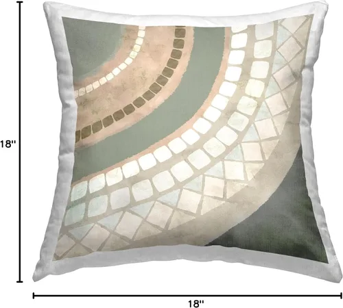 Vista 8 de Stupell Industries Flora Kouta - Almohada de diseño de tonos tierra beige mosaico, 18 x 18, multicolor