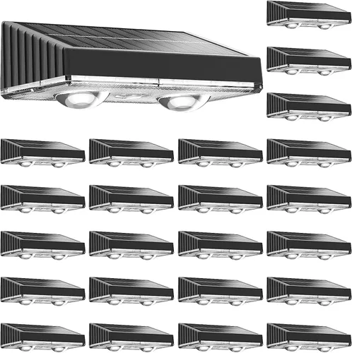 Vista 12 de NIORSUN - Luces solares para valla, paquete de 8 luces solares para terraza, color blanco cálido, bombilla impermeable para exteriores LED IP65