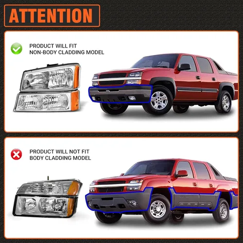 Vista 2 de 2003 2004 2005 2006 Conjunto de faros delanteros Chevy Silverado para 03 04 05 06 Chevy Silverado Avalanche 1500/2500/3500 Carcasa cromada Reflector