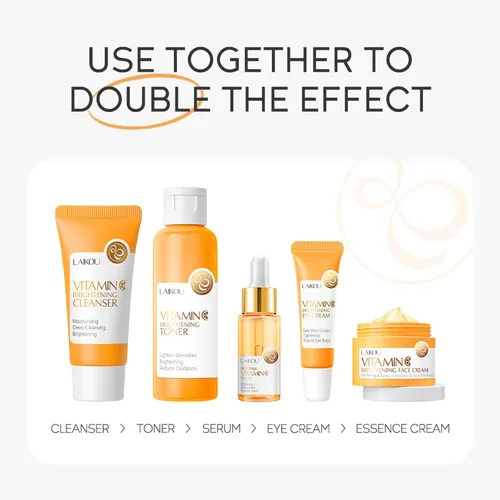 Vista 7 de Set de regalo para el cuidado de la piel para niñas adolescentes, juego de cuidado de la piel con vitamina C - Kit de viaje de 5 piezas de limpieza