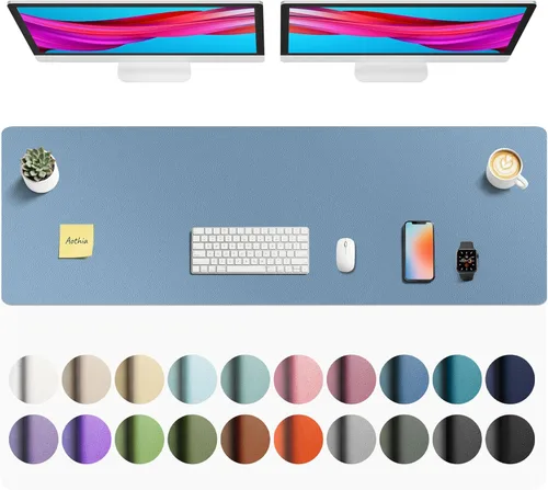 Vista 67 de Aothia - Protector de escritorio de cuero sintético, base para mouse y cubierta antideslizante, superficie impermeable para laptop y escritura