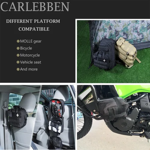 Vista 5 de Carlebben Estuche EMT Rip-Away Molle Pouch Ifak Pouch Medical First Aid Kit Utility Pouch 1000D Nylon (con suministros médicos)