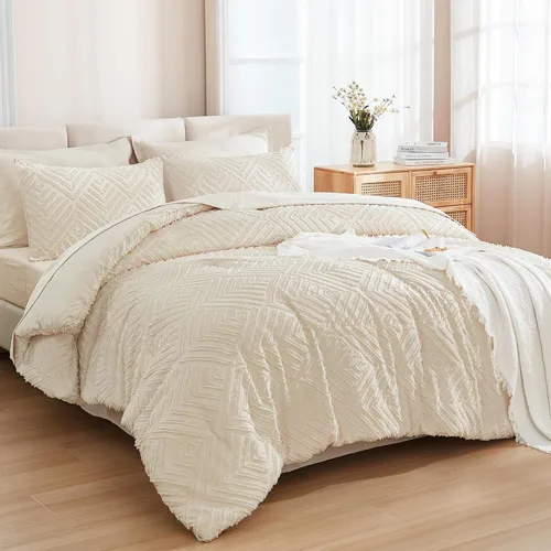 Vista 19 de Andency - Juego de edredón tamaño king con sábanas, fundas de almohada y fundas decorativas, color verde esmeralda oscuro, completo, 7 piezas