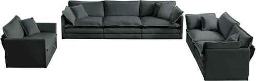 Vista 4 de Moderno juego de sofá modular de 3 piezas, sofá modular extra profundo, sofá nube en forma de L de gran tamaño para sala de estar, dormitorio