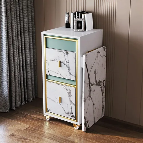 Vista 2 de Mesa plegable de lujo para escritorio con ruedas, multifuncional, telescópica, de una sola pieza, para escritorio, silla ocultable, mesa de estudio