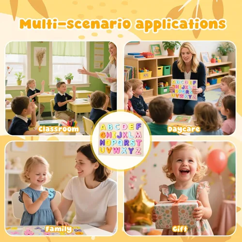 Vista 7 de Rompecabezas del alfabeto de madera para niños pequeños, juguetes de aprendizaje ABC para niños, actividades educativas preescolares para niñas
