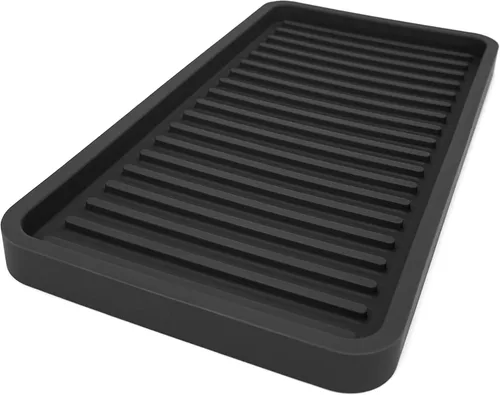 Vista 13 de Happitasa - Bandeja organizadora para fregadero de cocina de silicona, soporte de esponja y protector de encimera, estilo de líneas rectas