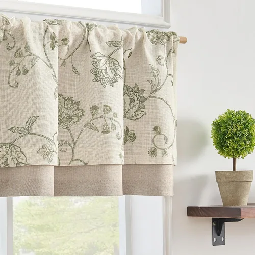 Vista 15 de jinchan Cenefa de lino opaca de doble capa para ventanas, tratamiento de ventana de cachemira para sala de estar, cocina, 18 pulgadas, bolsillo