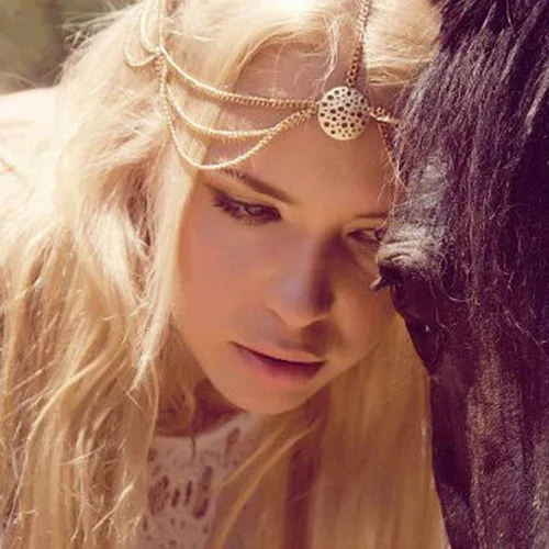 Vista 2 de jovono Womens boda nupcial cabeza cadena para mujeres y niñas con Hollow Circle