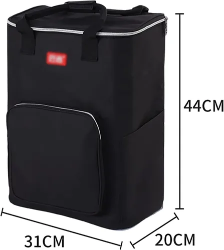 Vista 2 de Bolsa de repuesto para carrito de compras con bolsillos laterales – Bolsa de almacenamiento impermeable de tela Oxford de 28 L, bolsa de repuesto
