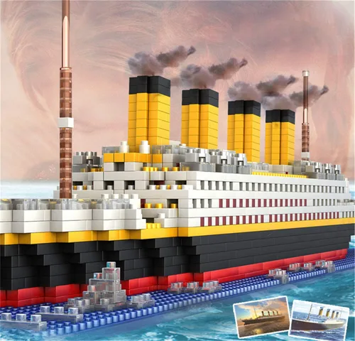 Vista 9 de Titanic Ship - Juego de bloques de construcción modelo de barco, juegos de rompecabezas 3D, juguetes educativos de bricolaje, juguete de ladrillos