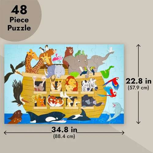 Vista 3 de BLUE PANDA Rompecabezas educativo de piso de aprendizaje - 48 piezas, 2 x 3 pies, multicolor, Arca de Noé - Aprendizaje preescolar y desarrollo