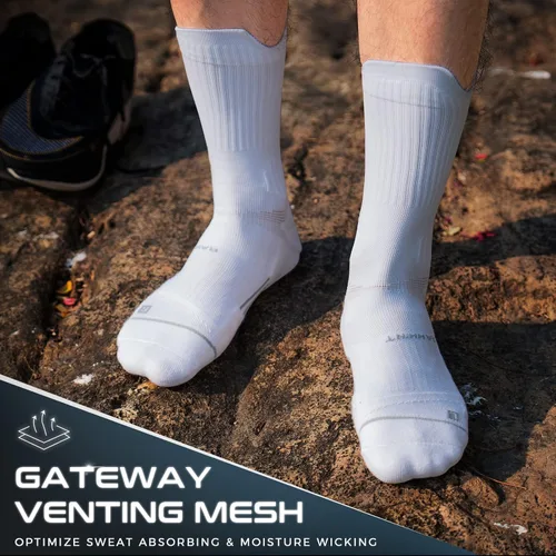 Vista 3 de Coolmax - Calcetines de compresión para correr, 3 pares, calcetines acolchados, calcetines de senderismo atléticos antiampollas que absorben