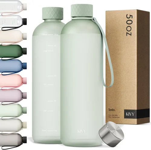 Vista 55 de KIVY Botella de agua delgada de 22 onzas [ligera e inastillable] – Botella de agua reutilizable de Tritan – Botella a prueba de fugas para mujeres