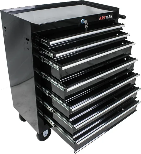 Cofre de herramientas con 7 cajones y ruedas, caja de herramientas multifuncional con carro de herramientas para mecánicos, gabinete de