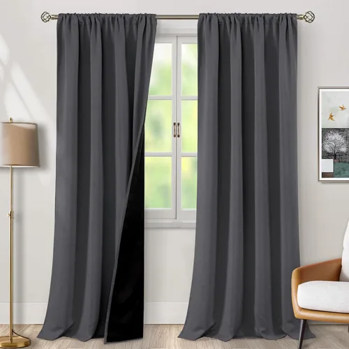 Vista 24 de BGment - Cortinas opacas para sala de estar de 63 pulgadas de largo, juego de 2 paneles, cortinas para oscurecer toda la habitación, cortinas