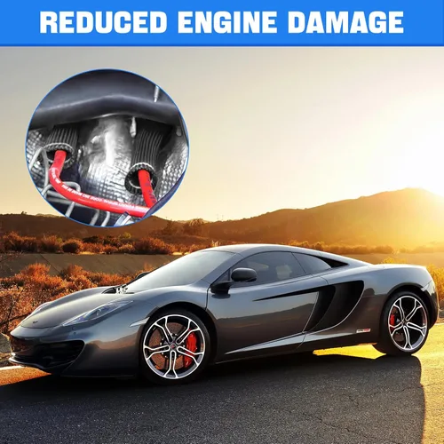 Vista 8 de Cable de bujía de protección contra el calor de la manga de 2500 ° de la bujía protector de arranque Botas Wrap para SBC BBC 350 454 8 piezas tapas