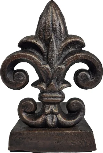 Vista 2 de Lulu Decor 100% hierro fundido Fleur De Lis tapón de puerta, 4 libras 5 onzas, tapón de puerta bien construido, 6.50 pulgadas de alto, 6 pulgadas