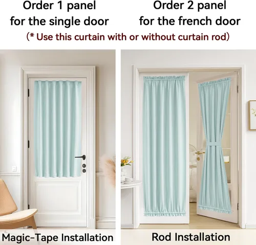 Vista 4 de Vatge - Cortinas laterales para ventana de puerta, cortinas para luz lateral de puerta frontal, 1 panel, 12 (ancho) x 72 (largo) pulgadas, aguamarina