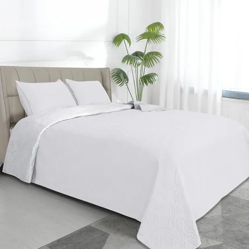 Vista 27 de Easy-Going - Juego de colcha reversible con 2 fundas de almohada, tamaño matrimonial/queen, colcha suave, resistente al agua y a las manchas