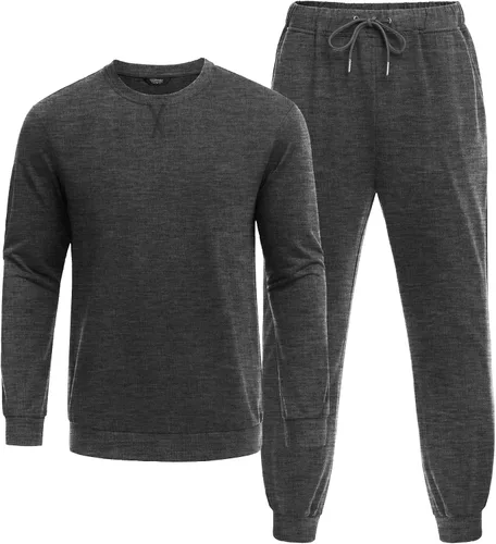 Vista 4 de COOFANDY Conjunto deportivo de 2 piezas para hombre, de manga larga, sin botones, atlético, casual
