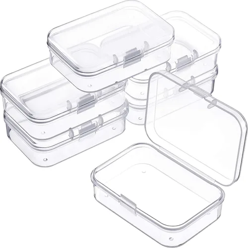 Vista 18 de 6 piezas de mini contenedores de almacenamiento de cuentas de plástico transparente para recolectar artículos pequeños, cuentas, joyas, tarjetas