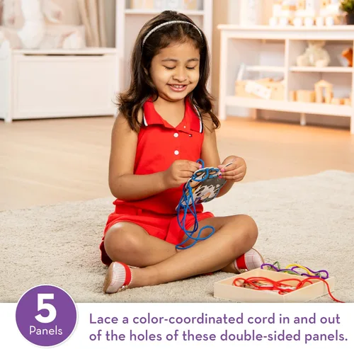 Vista 2 de Melissa & Doug – Juego de encaje y Trace Activity Set: 5 Paneles De Madera Y 5 CORDONES – Granja