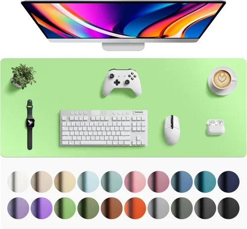 Vista 132 de Aothia - Protector de escritorio de cuero sintético, base para mouse y cubierta antideslizante, superficie impermeable para laptop y escritura