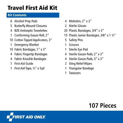 Vista 3 de First Aid Only 91701 Mini kit de primeros auxilios de emergencia multiusos para el hogar, automóvil, viajes y negocios, 107 piezas