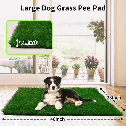 Vista 2 de Almohadilla de césped para perros de 28 x 40 pulgadas, de fuerte absorción, césped artificial suave para mascotas para entrenamiento de orinales
