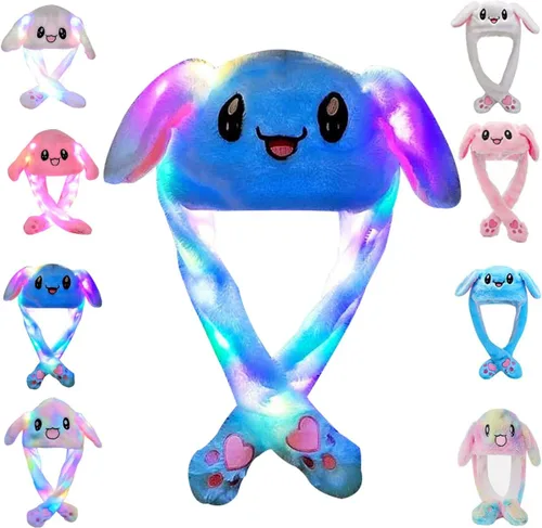 Vista 7 de Sombrero de conejo con orejas que se mueven de umbresen, sombrero de conejo de peluche divertido para niños