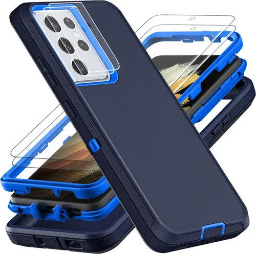 Vista 11 de YKHJKLEC Funda para Samsung Galaxy S21 Ultra, con 2 piezas [protector de pantalla de TPU flexible autorreparable y protector de lente de cámara]