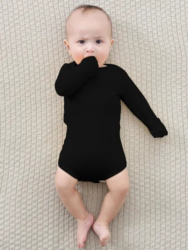 Vista 6 de Body para bebé con puños de manopla, rayón hecho de bambú, pijama de manga larga para niños y niñas