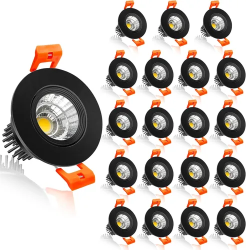 Vista 9 de inShareplus Downlight LED de 2 pulgadas, iluminación empotrable de 3 W, regulable, luz blanca cálida de 3000 K, CRI80, luces de techo