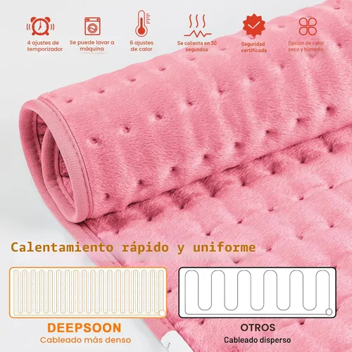 Vista 5 de Deepsoon Almohadilla térmica, almohadillas térmicas eléctricas para espalda, cuello, abdomen, almohadilla térmica húmeda para hombros, rodilla