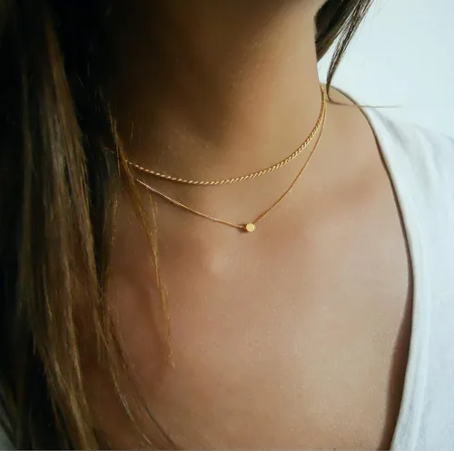 Vista 6 de Annika Bella Collar de cuentas pequeñas, collar de 14 pulgadas, gargantilla de cadena ajustable, gargantilla con dije de lunares, joyería de plata