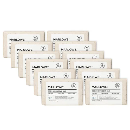 Vista 24 de MARLOWE. Jabón exfoliante corporal No. 102 de 7 onzas (12 barras), madera Oud, barra de jabón exfoliante con manteca de karité, aceite de oliva