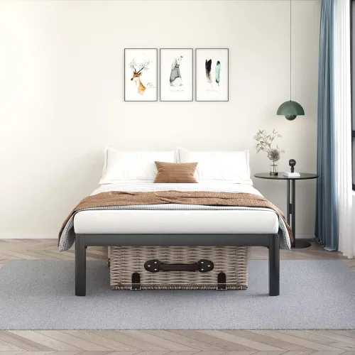 Vista 7 de MAF - Base de cama metálica de 18 pulgadas, tamaño individual, con patas redondas anticolisión, color negro, base de cama resistente de 3500 libras