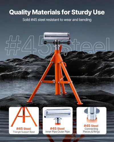 Vista 5 de VEVOR Soporte de rodillo, resistente soporte de herramientas de capacidad de carga de 2500 libras, altura ajustable de 28 a 52 pulgadas, diseño