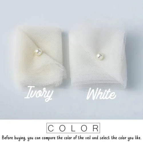 Vista 2 de Unsutuo Velo de novia de 2 niveles con punta corta de los dedos de tul con peine y borde cortado Blanco 1 Count Pack of 1