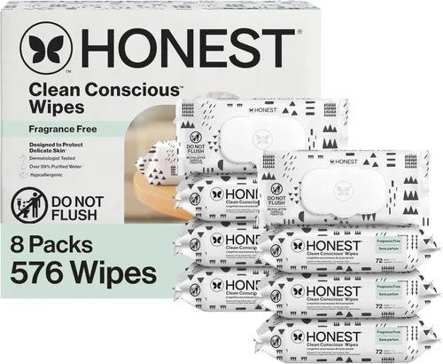 Vista 11 de The Honest Company - Toallitas limpiadoras para bebé con 99% de agua, respetuosas con el medioambiente, compostables, a base de plantas, Pattern Play