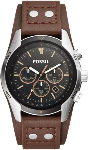 Vista 2 de Fossil Coachman - Reloj casual de cuarzo de acero inoxidable y cuero para hombre Casual